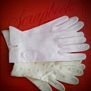 Vintage Pink and Yellow Polka Dot Gloves